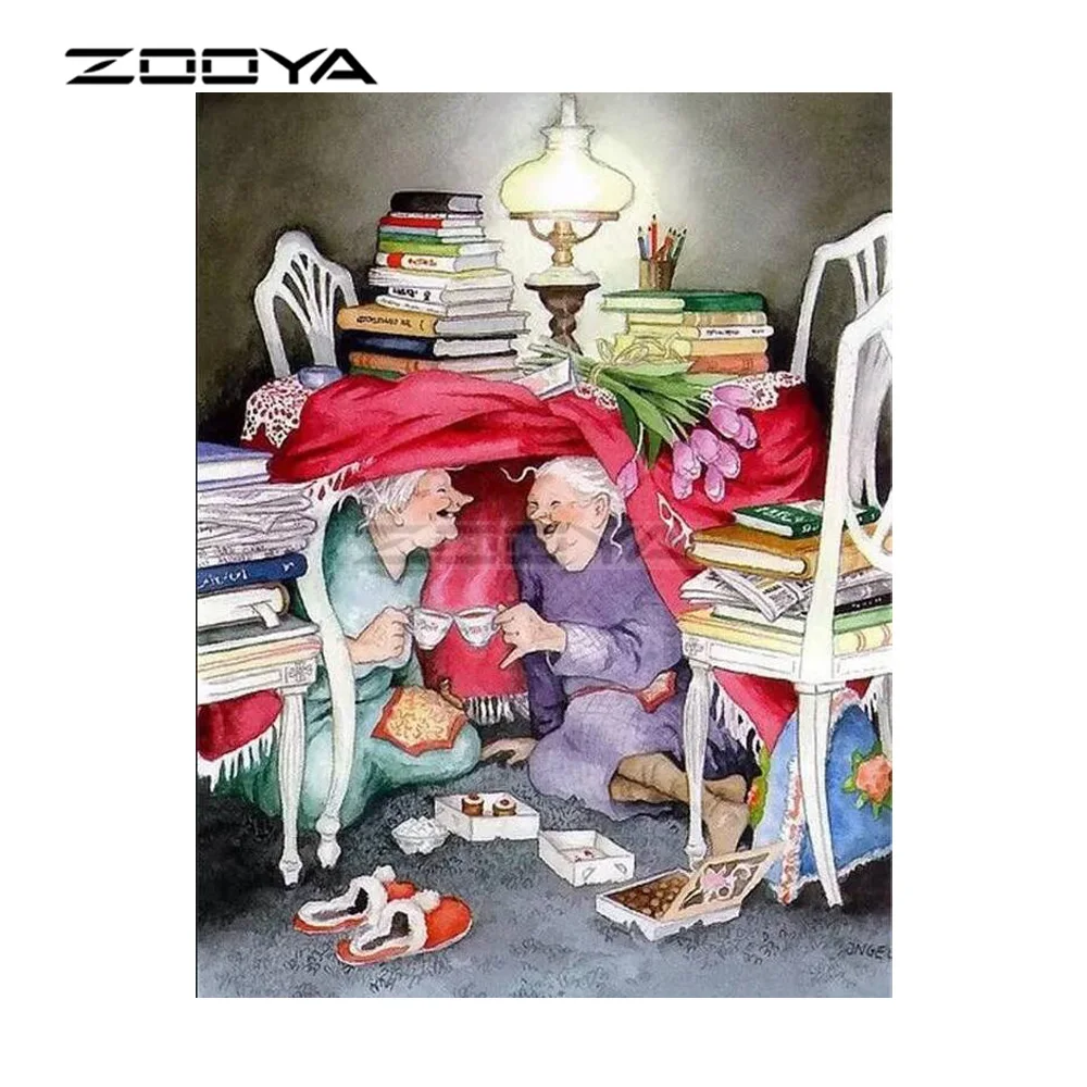 ZOOYA Алмазная вышивка сделай сам алмазная живопись обед и книга пожилых сестер
