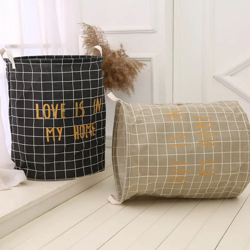 Storage Basket Nordic Stly open cotton linen dirty laundry bucket household toys sundries storage folding hamper basket | Дом и сад
