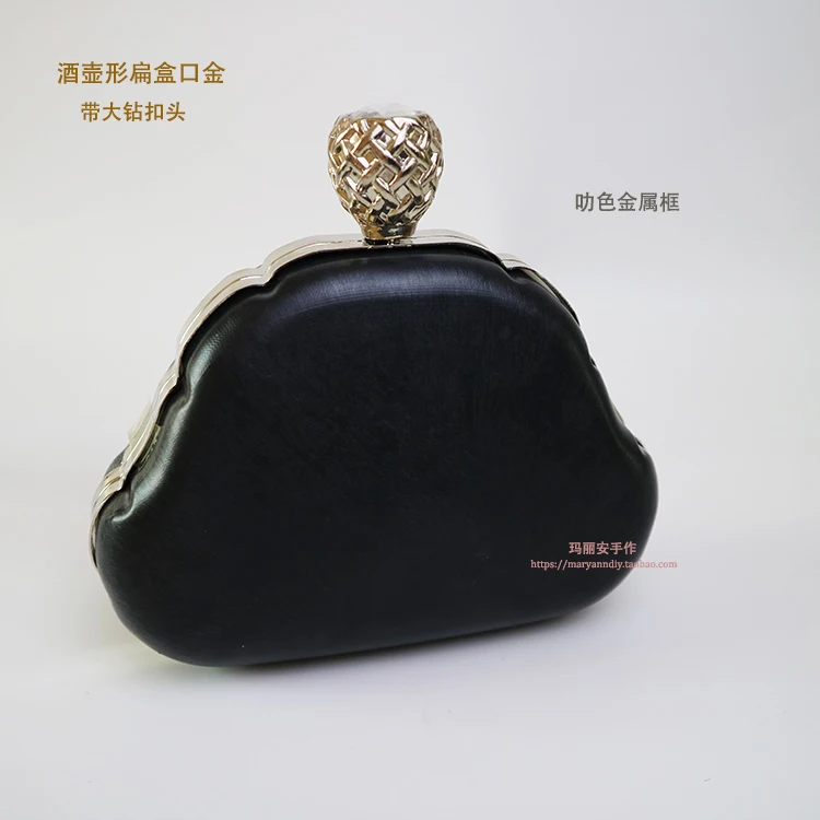 

17.5 cm Metal Purse Frame With Black Plastic Box Clutch Crystal Clasp Bag Accessories Obag Handles Asas Para Bolso Drop Shopping