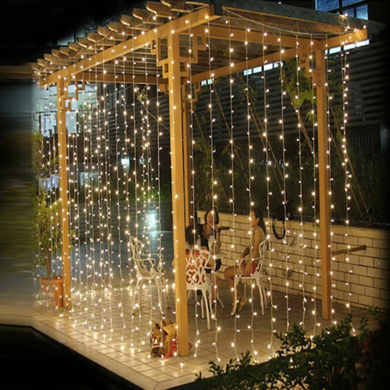 EU Plug 4.5x3m LED Icicle fairy String Lights 300 leds Christmas led Wedding Party Fairy Outdoor Curtain Garden Decor | Лампы и