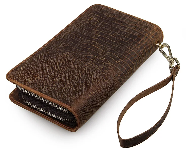 Винтажные мужские кошельки с узором под крокодила Длинный кошелек двойной
