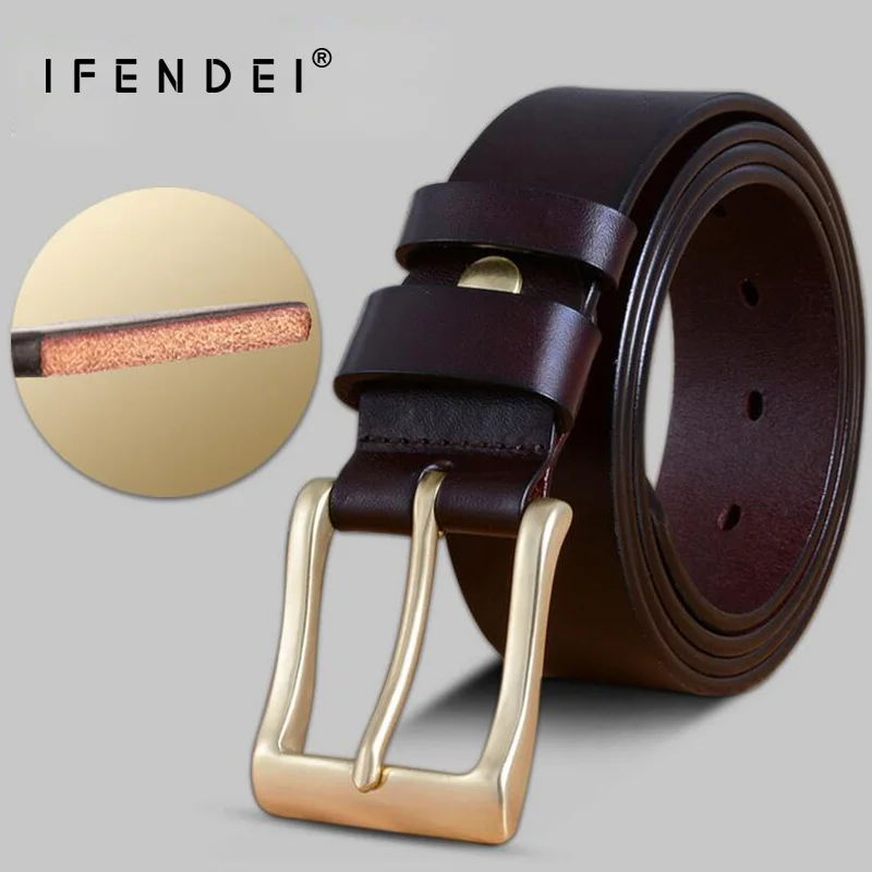 Ремень IFENDEI из 100% натуральной кожи мужской роскошный пояс воловьей однотонный