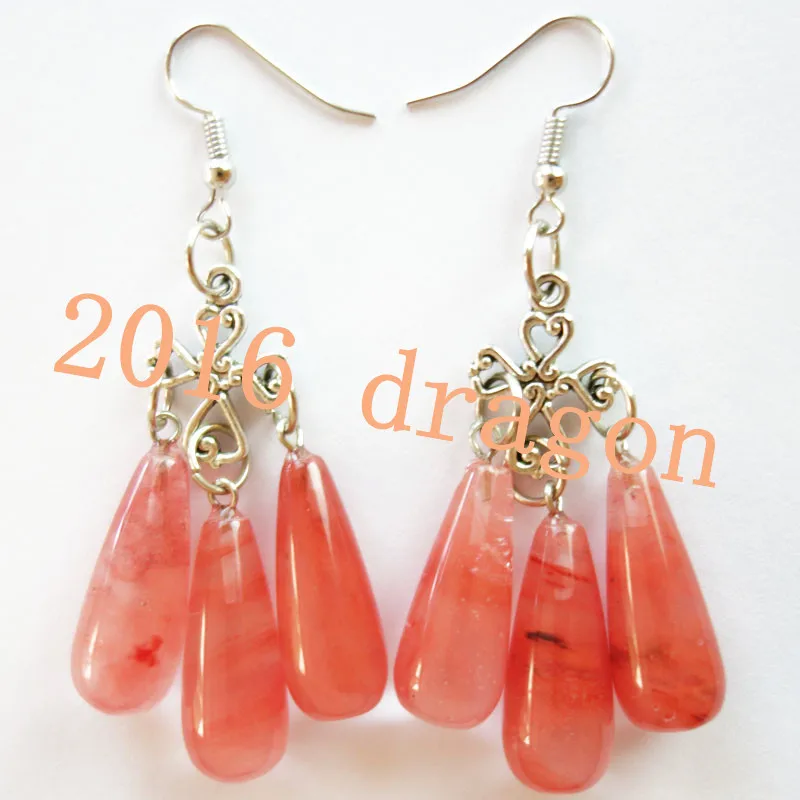 YUTENG тибетский серебряный крест и красно-вишневый кварц длинные в форме слезы