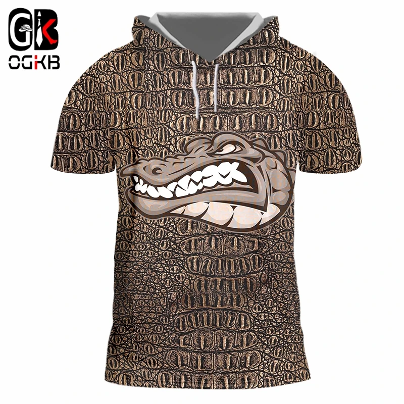 OGKB Популярная свободная Мужская футболка с капюшоном животным 3D принтом