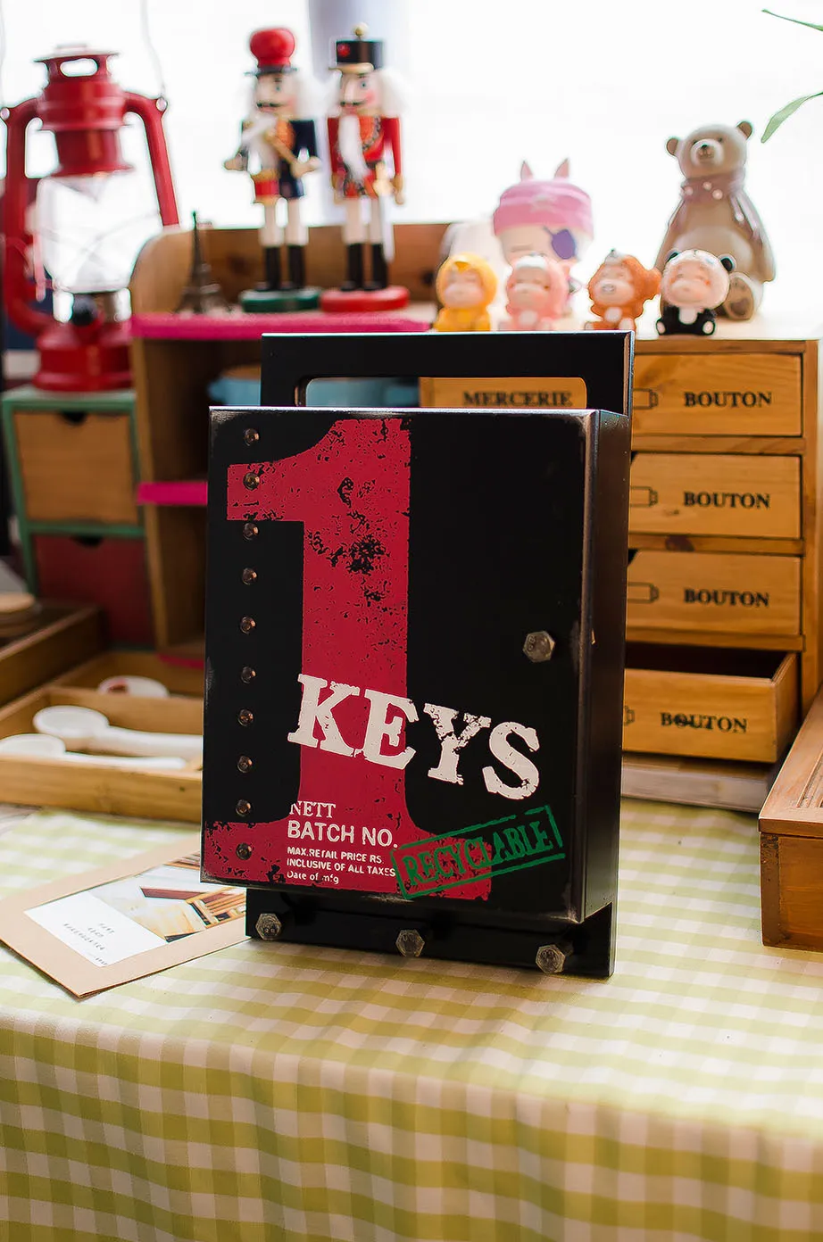 Винтажная настенная деревянная коробка для хранения крючок держатель букв