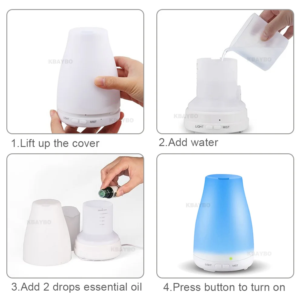 Ultrasonic Humidifier Aromatherapy Oil Diffuser Cool Mist With Color LED Lights essential oil diffuser Waterless Auto Shut-off | Бытовая