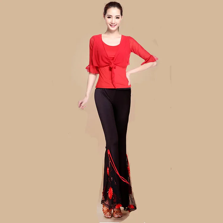 Одежда для латинских танцев Летний Новый тренировочный костюм взрослых рубашка