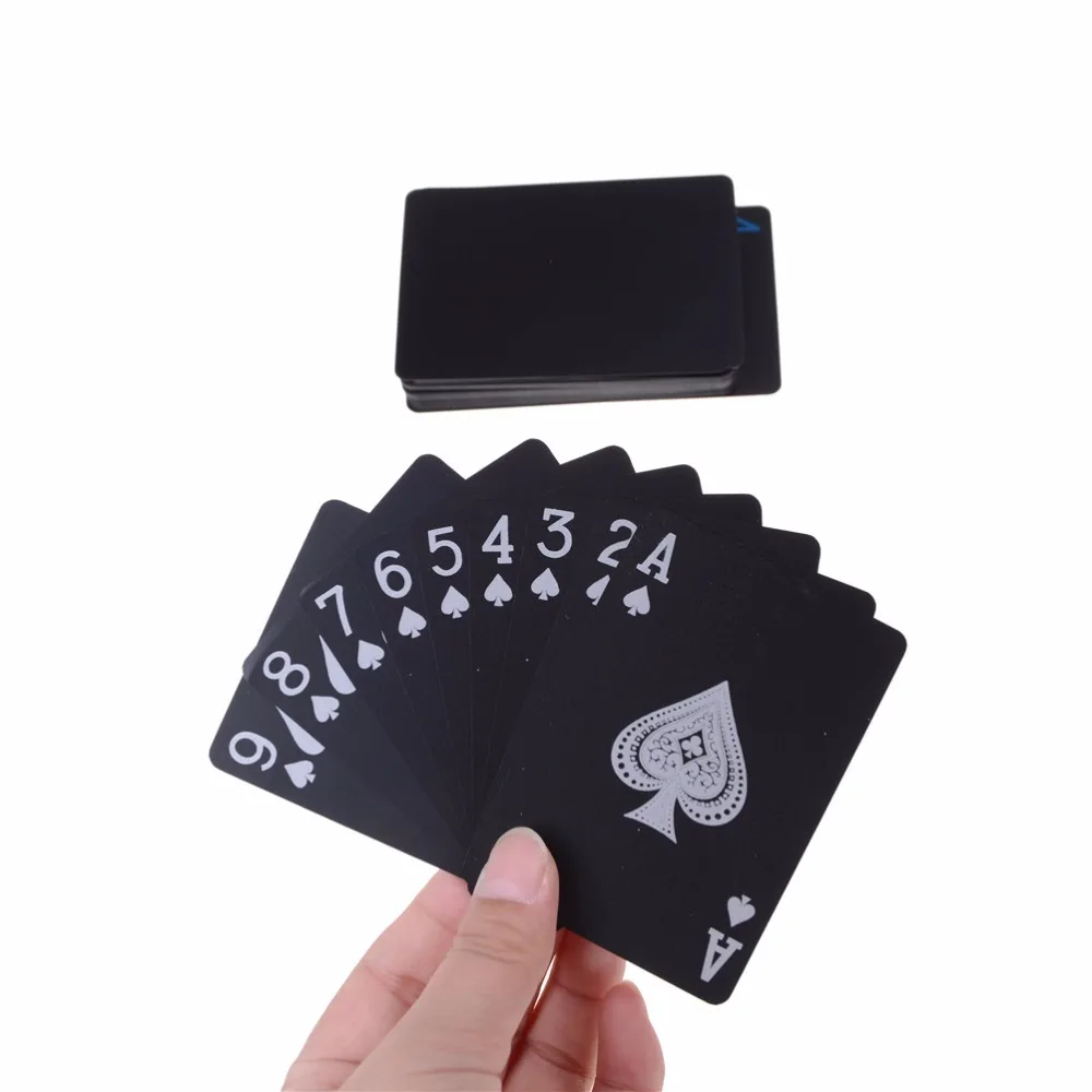 Durable Poker 54pcs/deck waterproof plastic pvc playing cards set pure color black poker card sets classic magic tricks tool | Игрушки и