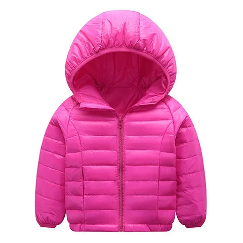 rose red Модная тонкая одежда для детей 2-13 лет; Верхняя одежда и пальто для мальчиков; сезон осень-зима; светильник; куртка-пуховик для девочек; теплая детская одежда с капюшоном - Цвет: rose red
