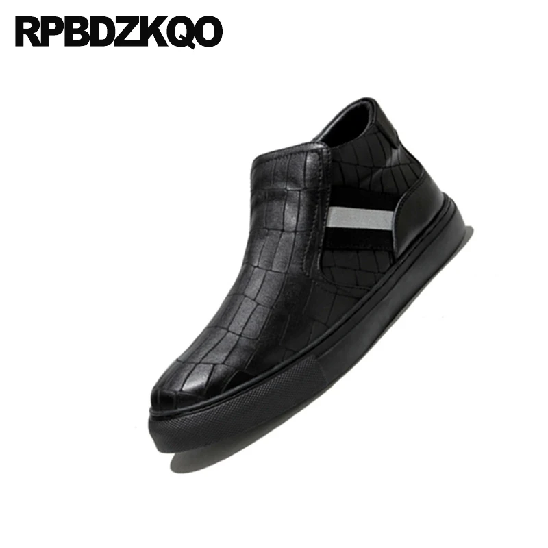 winter black handmade faux fur high top short sneakers genuine leather trainer full grain boots korean men slip on casual shoes