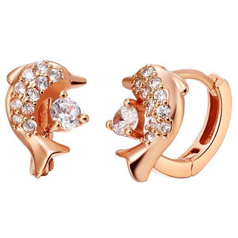 

Dolphin Shaped Animal Rose Gold Filled Children's Hoop Earrings Lovely Gift