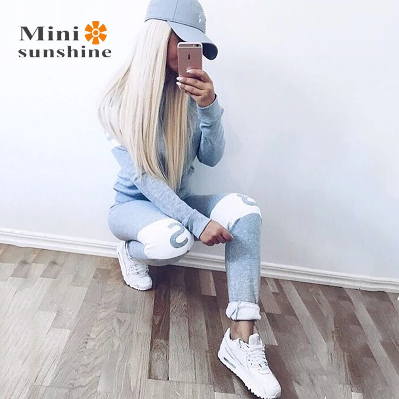 Brand Tracksuit Women Long Sleeve Running Set Tops Full Pants Slim Fit 2pac Letter Printed Pullovers femme Swag Hiphop | Спорт и
