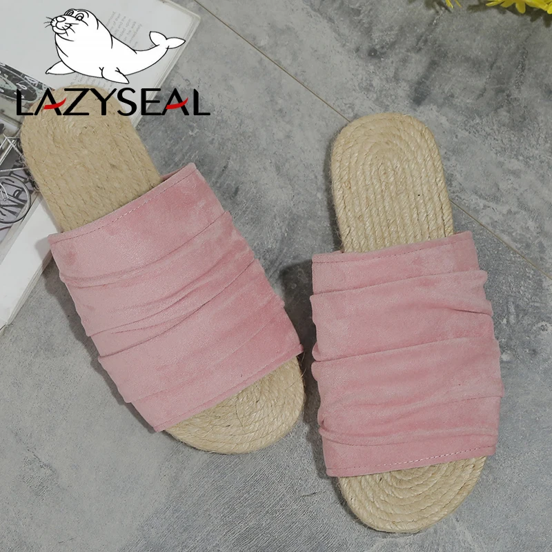 Сланцы LazySeal женские на плоской подошве пляжные шлепанцы сланцы из пеньки летняя