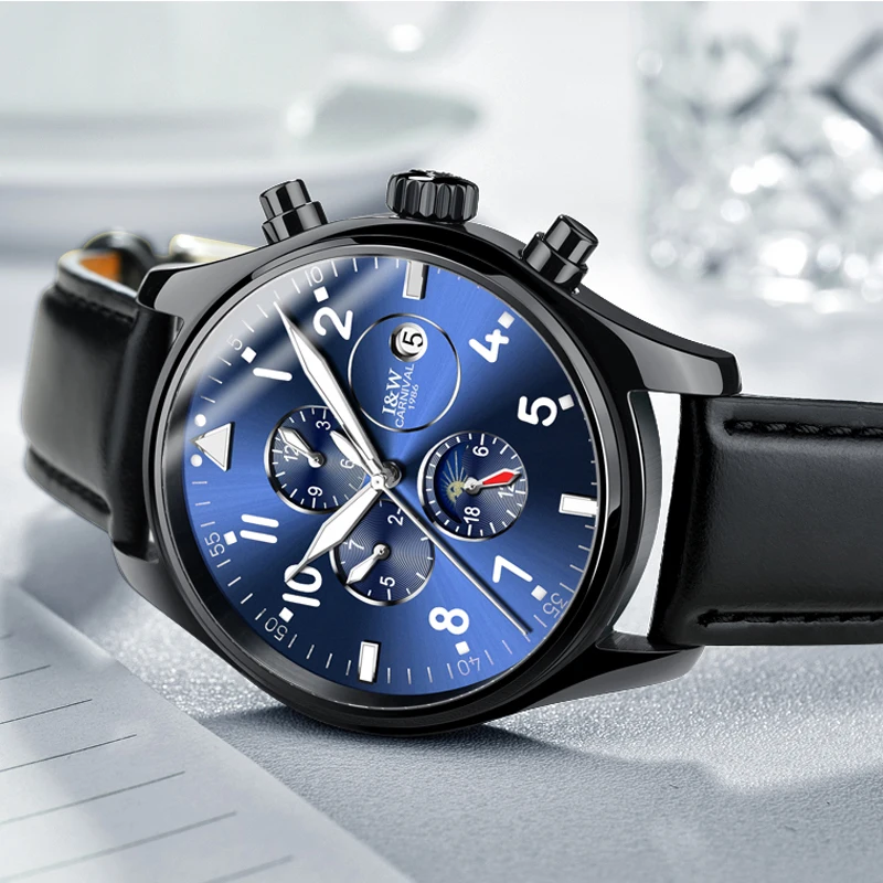 

CARNIVAL Brand Automatic Watches Sapphire Mechanical Men Watch Waterproof Calendar Leather men Wristwatch otomatik erkek saat