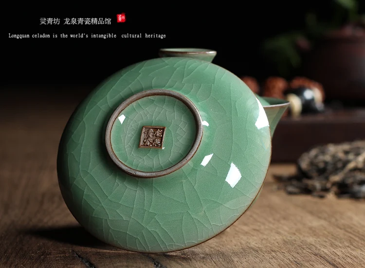 [GRANDNESS] Китайский Ge Kiln Longquan Celadon фарфоровая китайская гайвань чайные чашки и чаша керамическая 155 мл хрустящая глазурь чайник