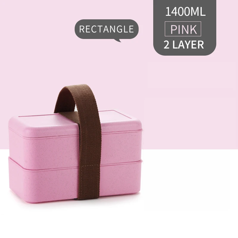 Pink 2 Layer WORTHBUY японская микроволновая печь Ланч-бокс для детей портативный герметичный для школьных Бенто-бокс Пшеничная солома детский пищевой контейнер коробка - Цвет: Pink 2 Layer