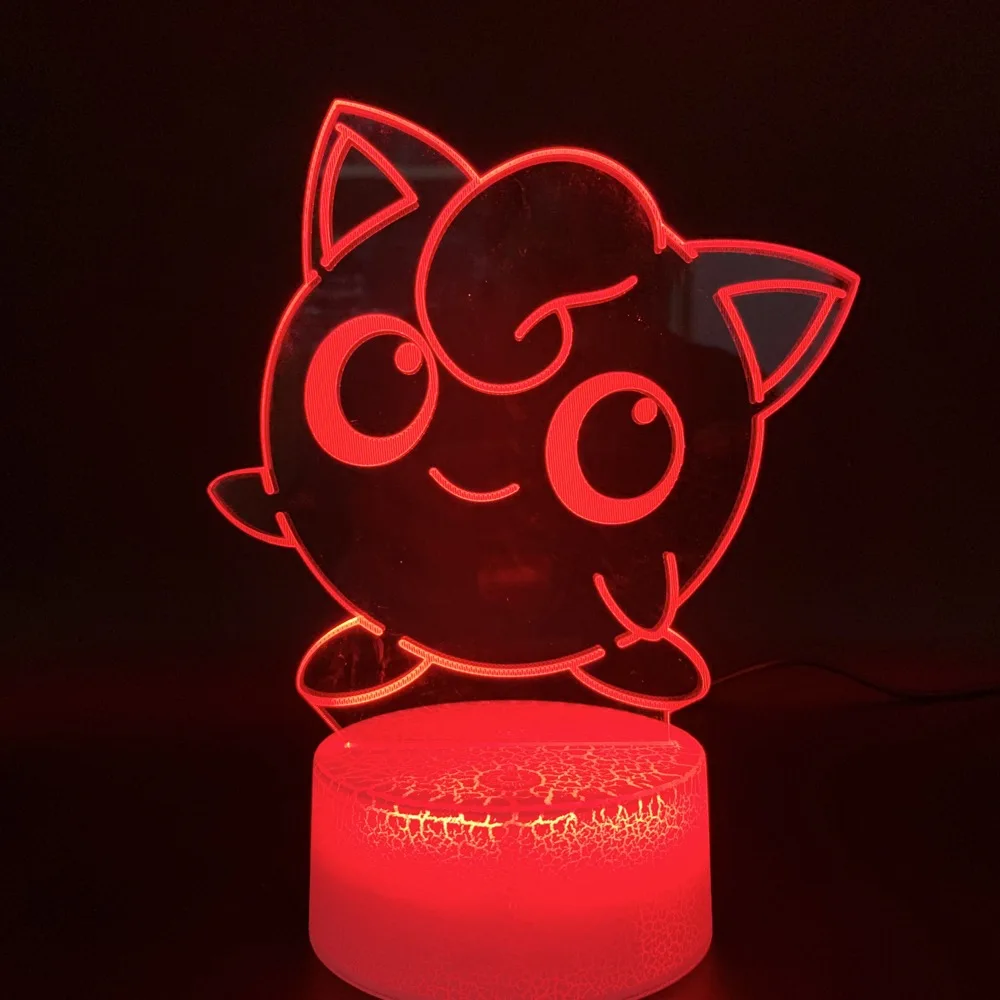 Милый Покемон Go Jigglypuff фигурка СВЕТОДИОДНЫЙ Ночник подарок на день рождения для детей спальня домашний декор детский ночник батарея Usb 3d лампа