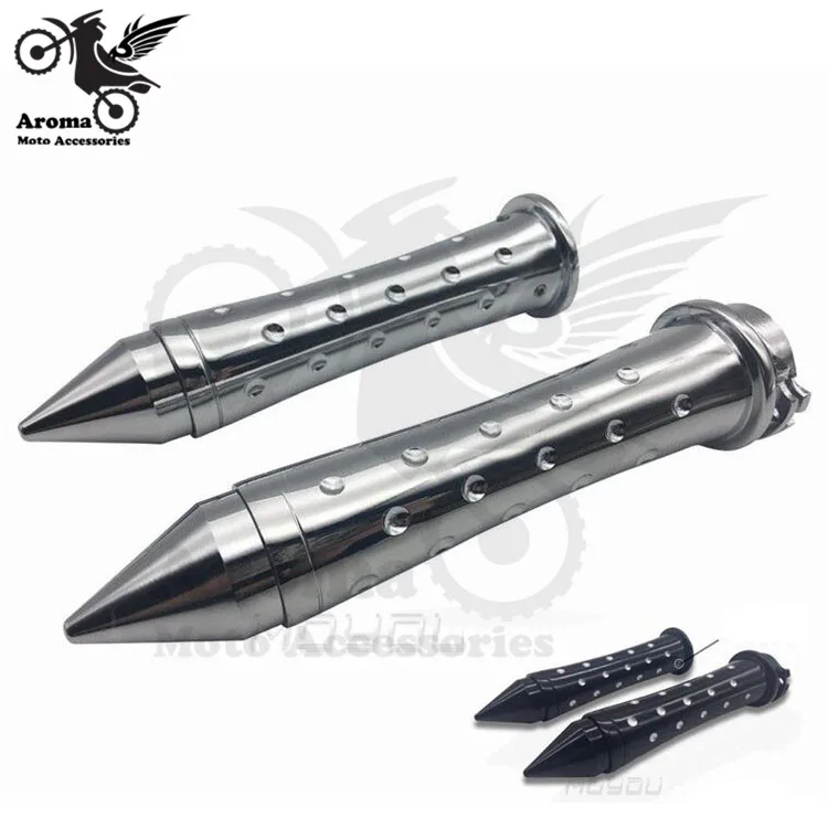 

top quality aluminium alloy silver black CNC moto handle grip retro motorbike grip for harley prince cruise motorcycle handlebar