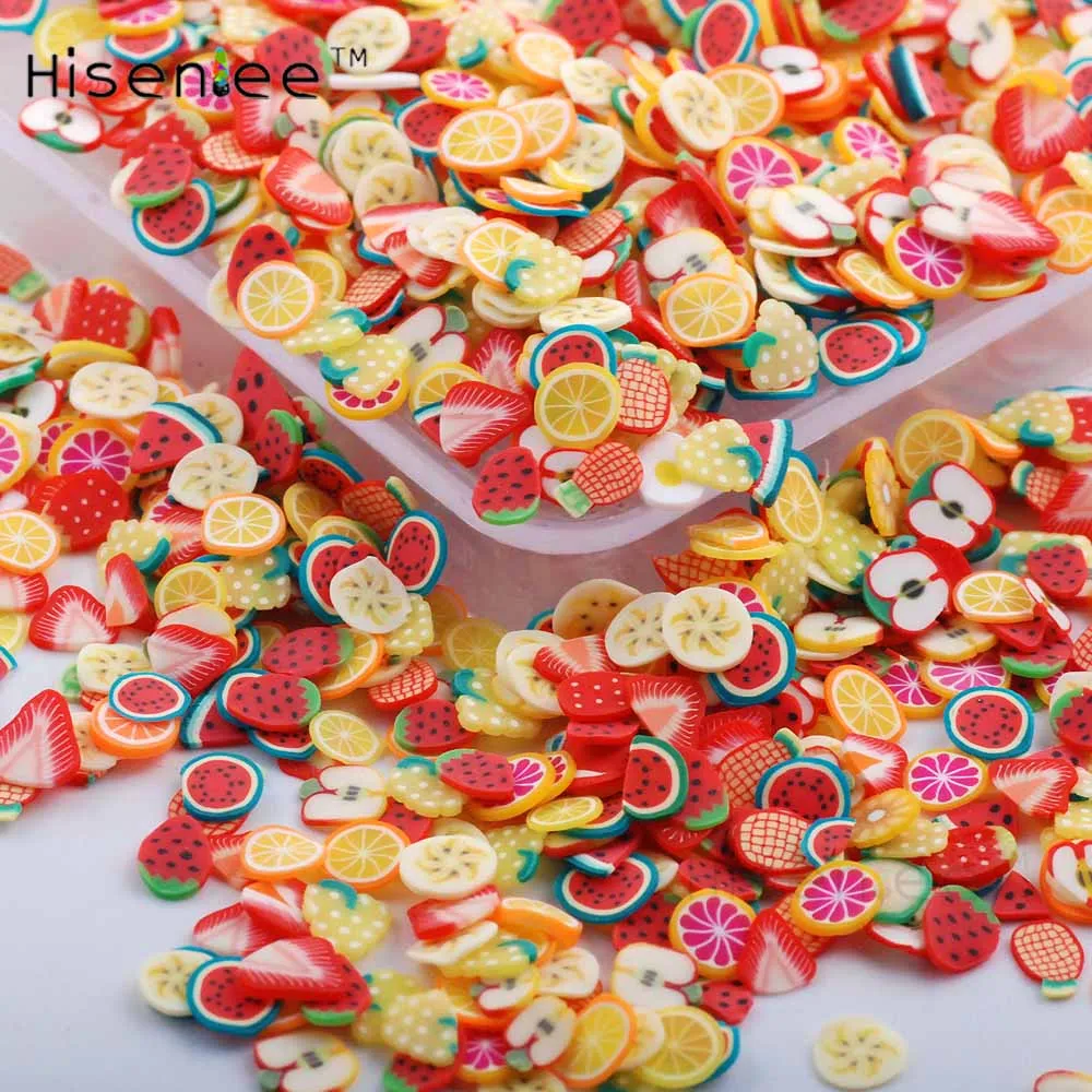 fruit Hisenlee 1000 шт./упак. 10g 3D нейл-арта фруктов и цветов по оптовой цене животных из полимерной глины DIY ломтик декоративная наклейка для ногтей 10 видов варианты - Цвет: fruit