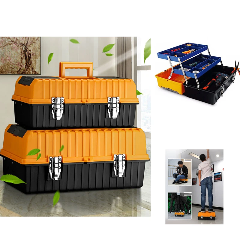 17 дюймов большой пластиковый ящик для инструментов двойной трехуровневый