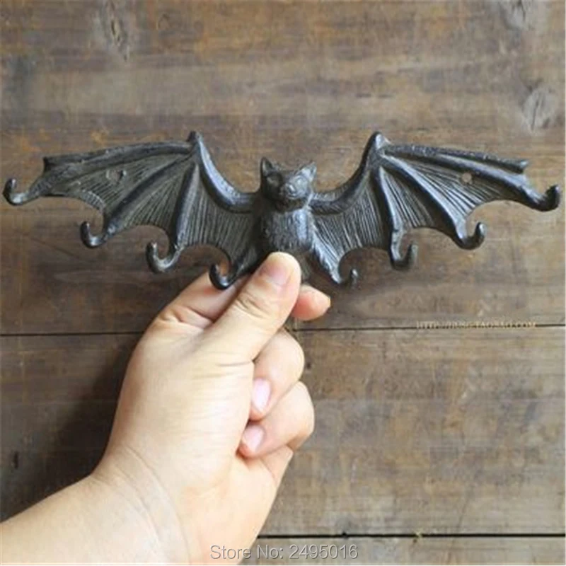 

Hot sales Cast Iron Wall Mount Fruit Bat w/ Wings Key Hook dark brown 8 hooks