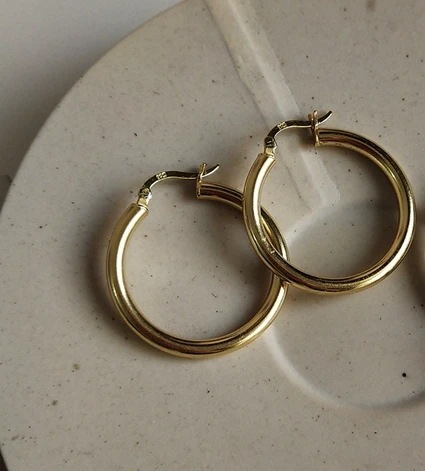 gold 3CM X 3MM LouLeur 925 Стерлинговое Серебро 3 см X 3 мм глянцевые женские корейские серьги-кольца простая текстура элегантные серьги ювелирные изделия дружбы - Цвет камня: gold 3CM X 3MM