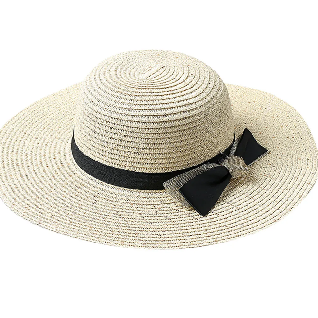 Летняя женская соломенная шляпа с бантом в лаконичном стиле хлопковая
