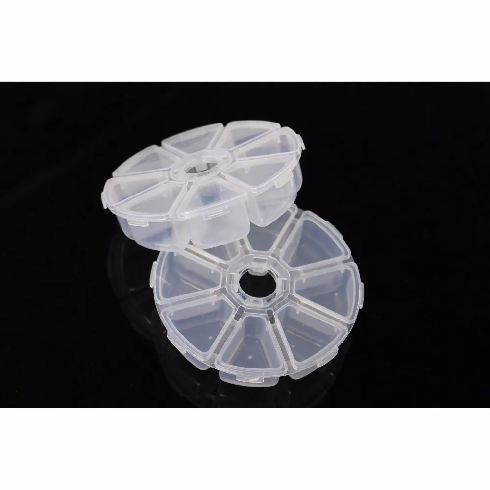 

Tigofly 2 pcs Fly Tying Beads Round Container Plastic Box 8 Compartments Fly Fishing Tackle Box 10cm