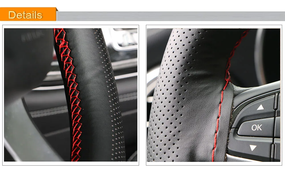 DIY натуральная кожа чехол рулевого колеса автомобиля с иглами и резьбой Универсальный Funda Volante Cuero