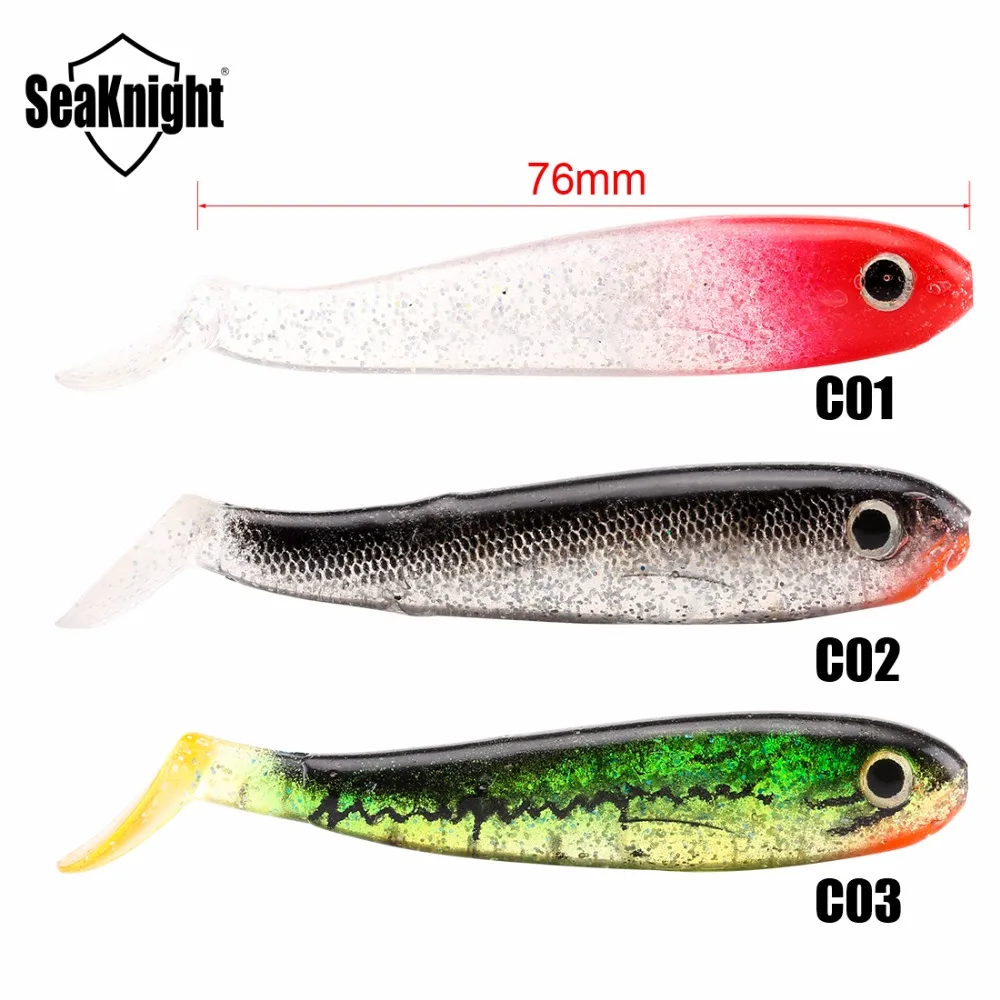

SeaKnight, мягкие приманки для SL013 7,4g 76 мм 3 "3in 6 шт. для рыбалки, мягкие блесны на удочку силиконовый приманка в виде буквы Т хвост 3D воблеры с глазк...