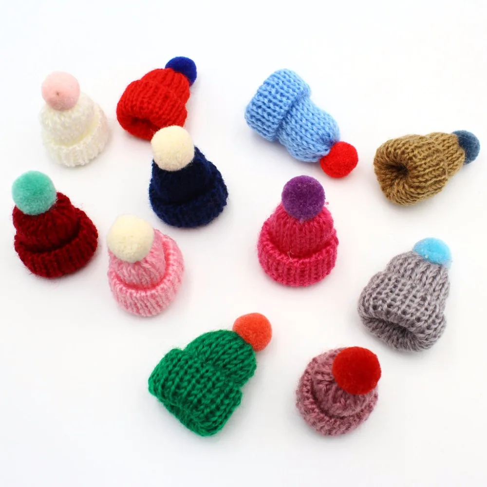 60pcs Kawaii Pompom Decor Mini Woollen Cap Brooch/ Hair Clip DIY Clothes Decoration Headware with pom poms Accessories | Украшения и