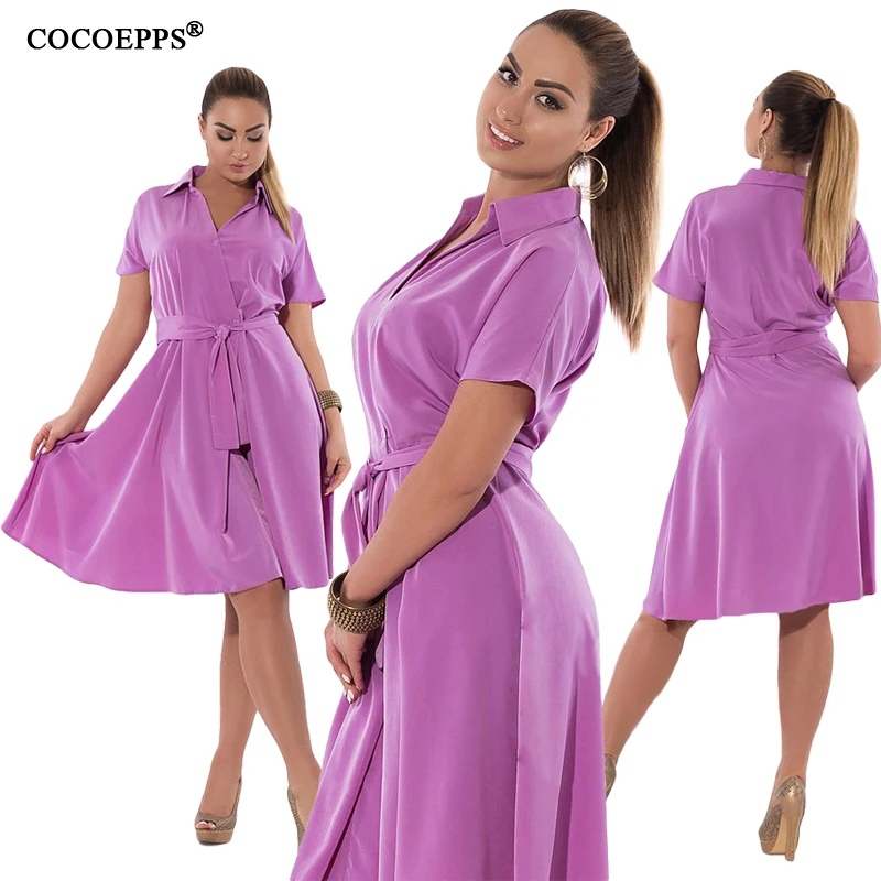 Женское платье с поясом кушаком повседневное свободное большого размера