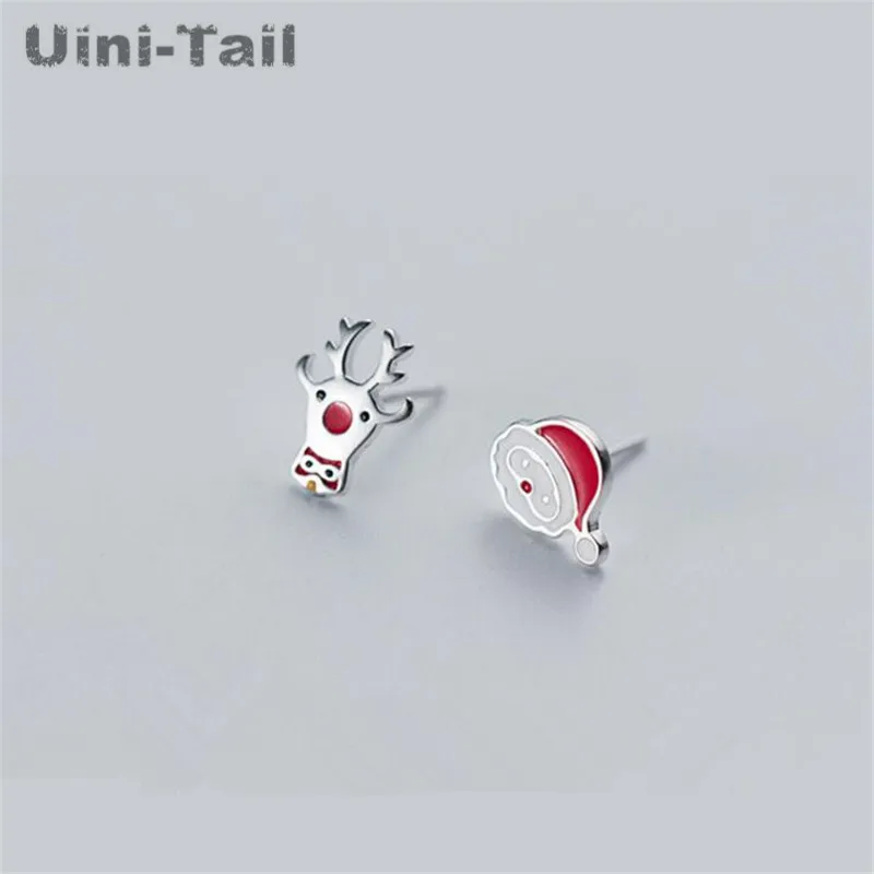 Uini-Tail популярные новые рождественские серьги из стерлингового серебра 925 пробы