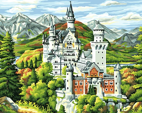 Neuschwanstein Германия пейзаж живопись по номерам на холсте DIY Цифровая Настенная