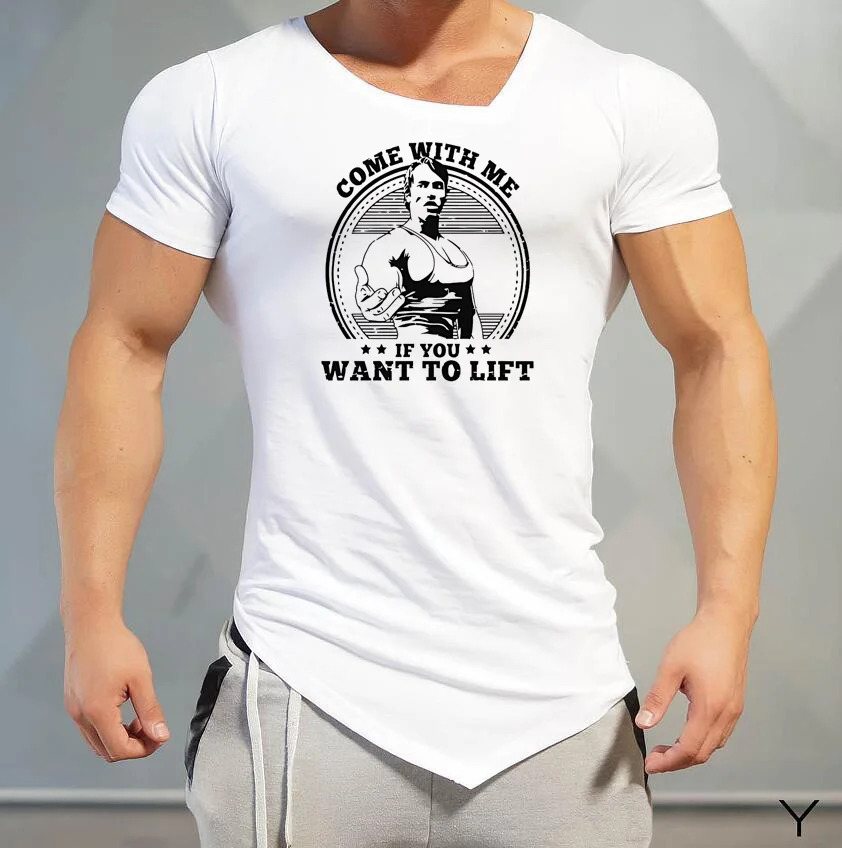 Muscle Guys, Модные Фитнес-футболки для бодибилдинга, фитнеса, брендовая спортивная одежда, Хлопковая мужская футболка с коротким рукавом, футболки для тренировок - Цвет: N090white