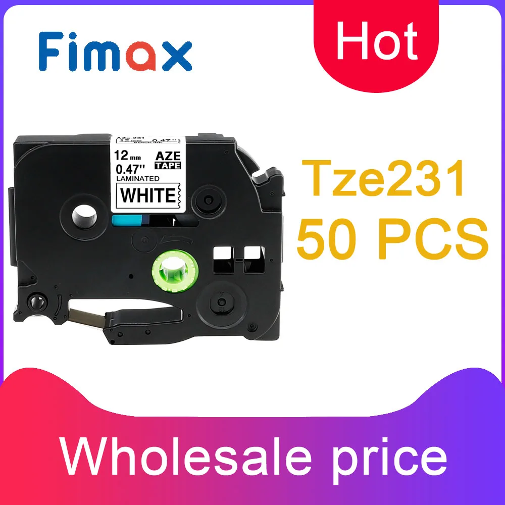 Fimax 50 шт. TZe231 TZe 231 TZ231 этикетки ленты совместимы для принтера Brother P touch PT1010 PT D210 Tze831