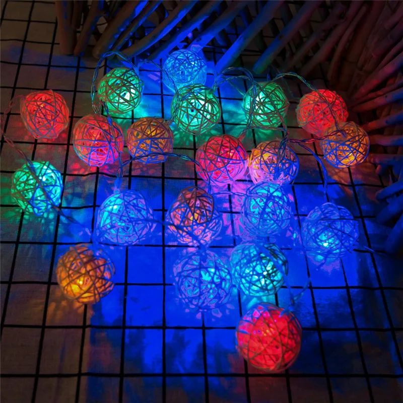 Сказочные огни на батарейках гирлянды Ротанговые шары 5 м 40 LED для спальни сада
