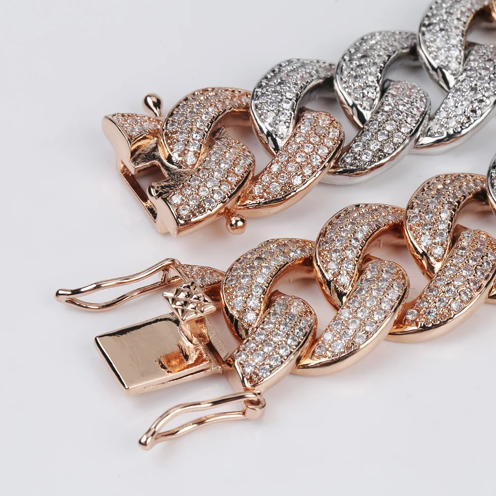 TOPGRILLZ 18 мм Maimi кубинское звено цепи ожерелье серебро и розовый цвет Iced Out кубический циркон хип хоп ювелирные изделия подарок