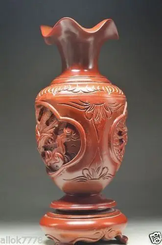 Китайская резная красная настольная декоративная Высококачественная ваза