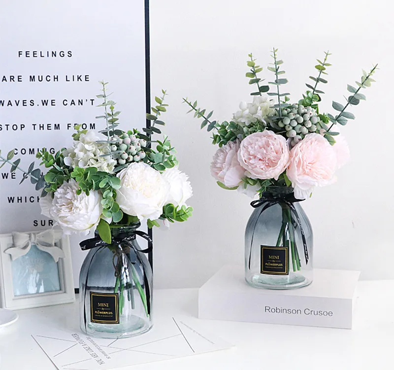 Искусственные цветы pivoines artificielles pour la decoration Имитация пиона букет из роз для свадьбы декоративный искусственный цветок