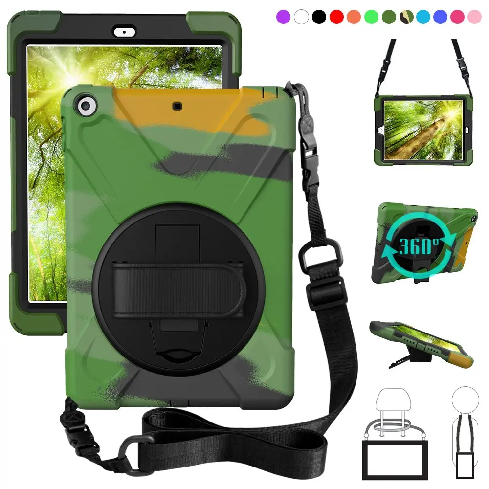 Camouflage Для iPad 9,7 Чехол ручка ручной ремень плечевой ремень защитник дети прочный защитный чехол Чехол для iPad 9,7 дюймов - Цвет: Camouflage