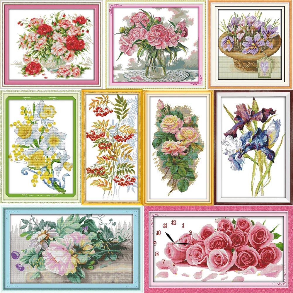 

Joy sunday All Flowers Bloom Together Counted Cross Stitch Kits Cross-stitch set Embroidery Needlework