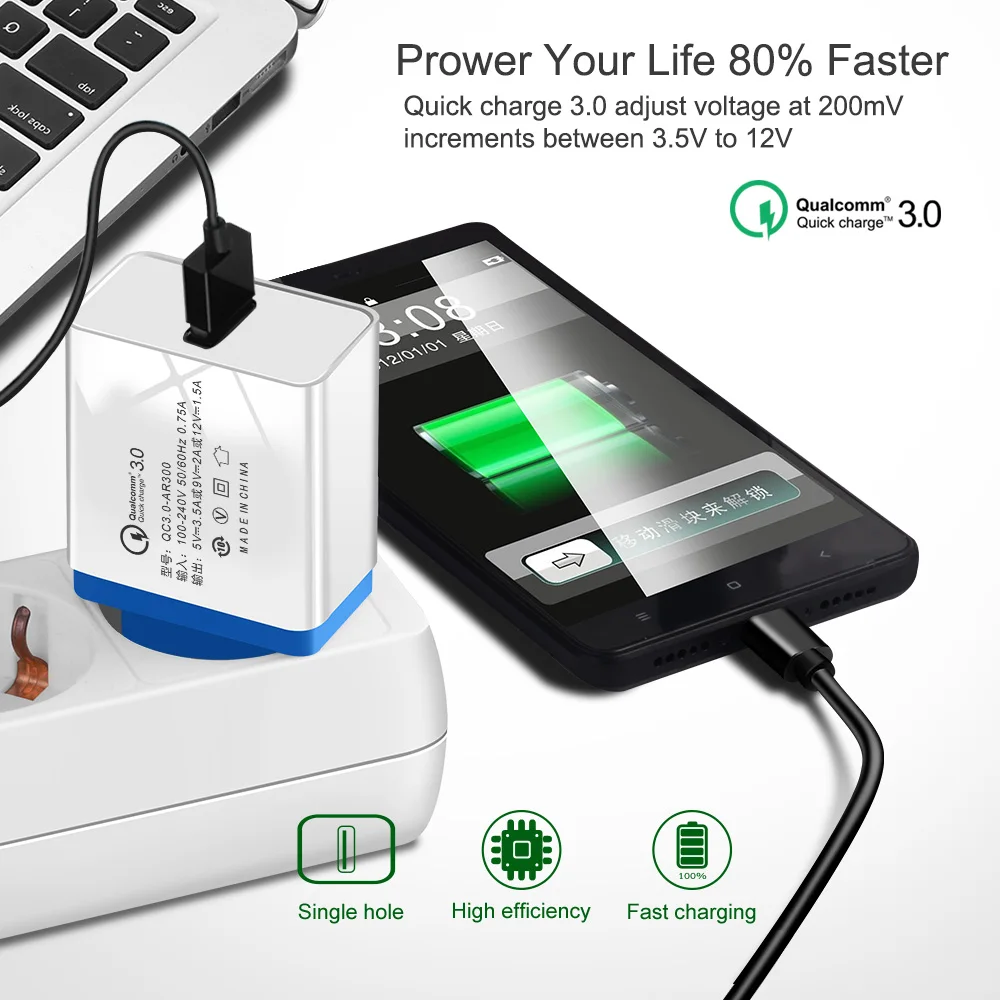 Быстрое зарядное устройство USB 3 0 для iphone 7 8 Plus X QC телефона Xiaomi redmi 6a Mi8 Huawei mate 20