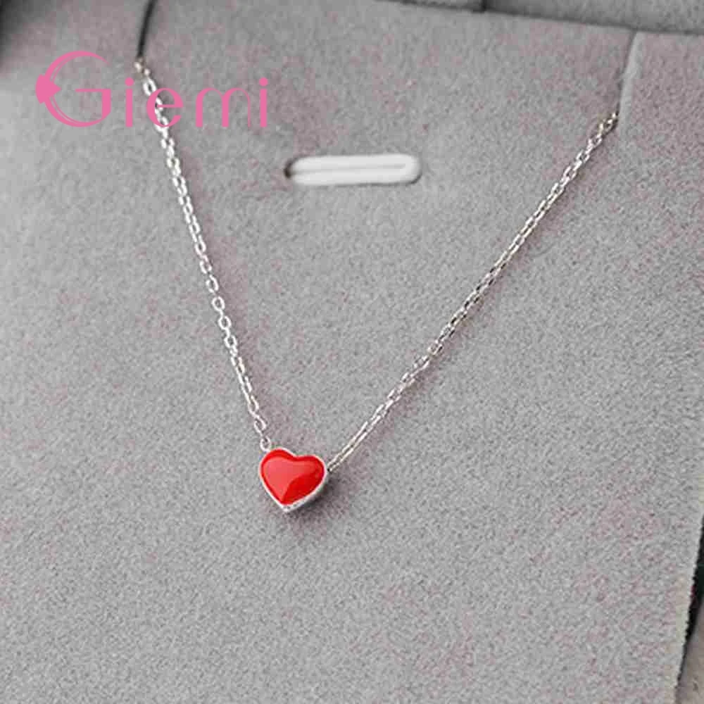

Luxury Enthusiasm Red Love Heart Shape Necklace Cubic Zirconia Proposal Bride Wedding Ceremony 925 Sterling Silver
