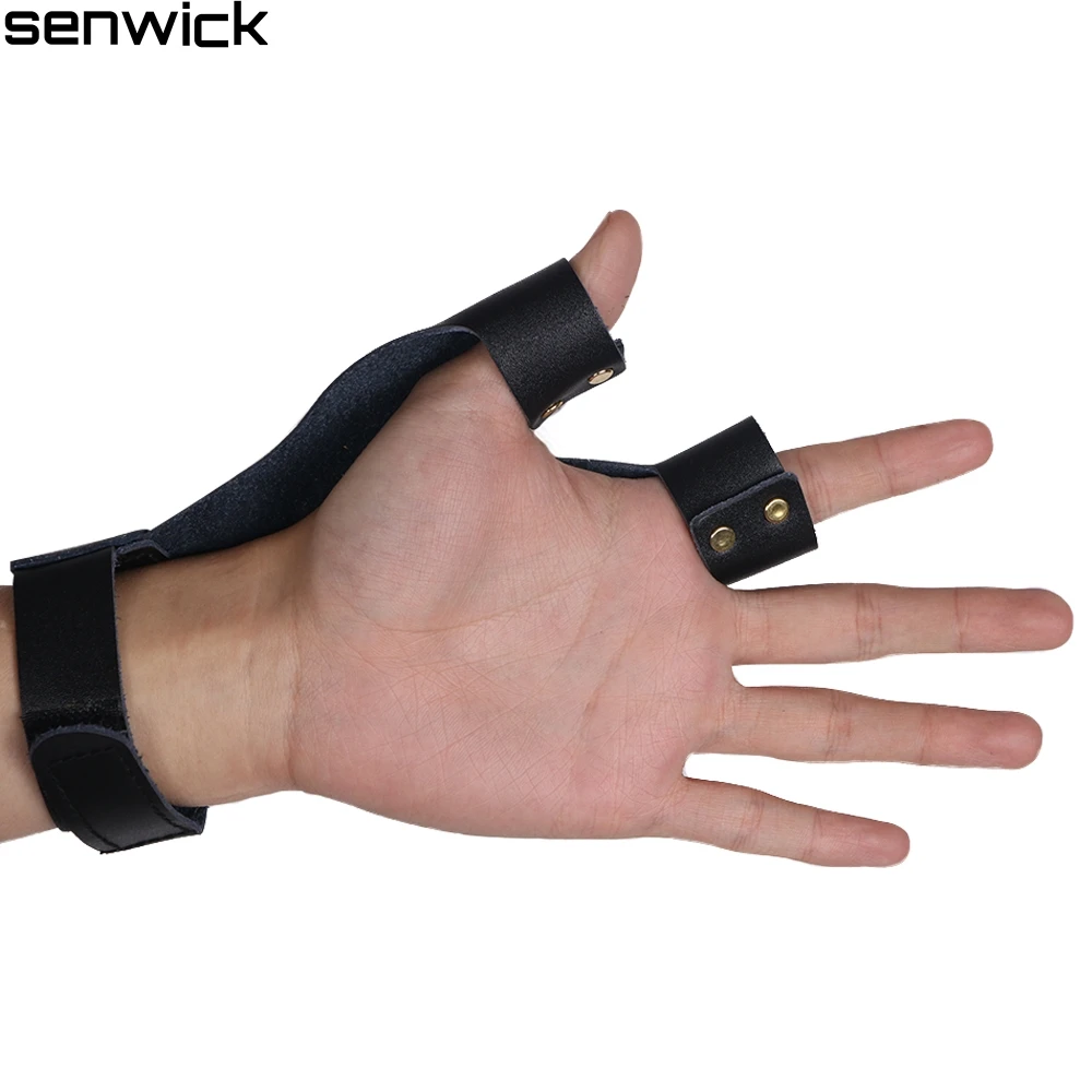 Archery Left Hands Cow Leather Finger Guard Hunting Shooting Accessories Protector Glove For Hand Bow Black Brown | Спорт и