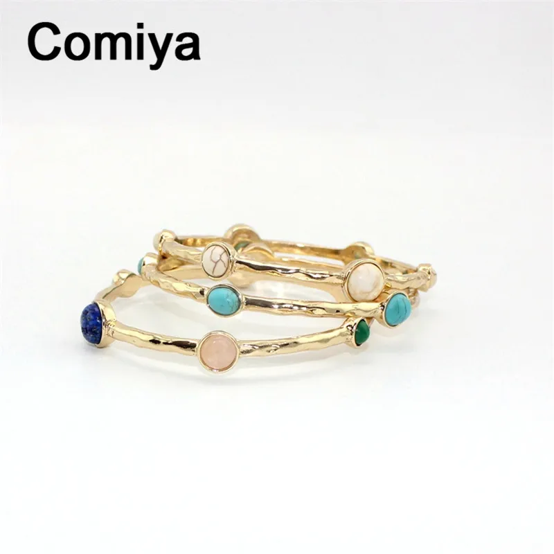 Ожерелье из натурального камня Comiya красочные позолоченные браслеты и обручи