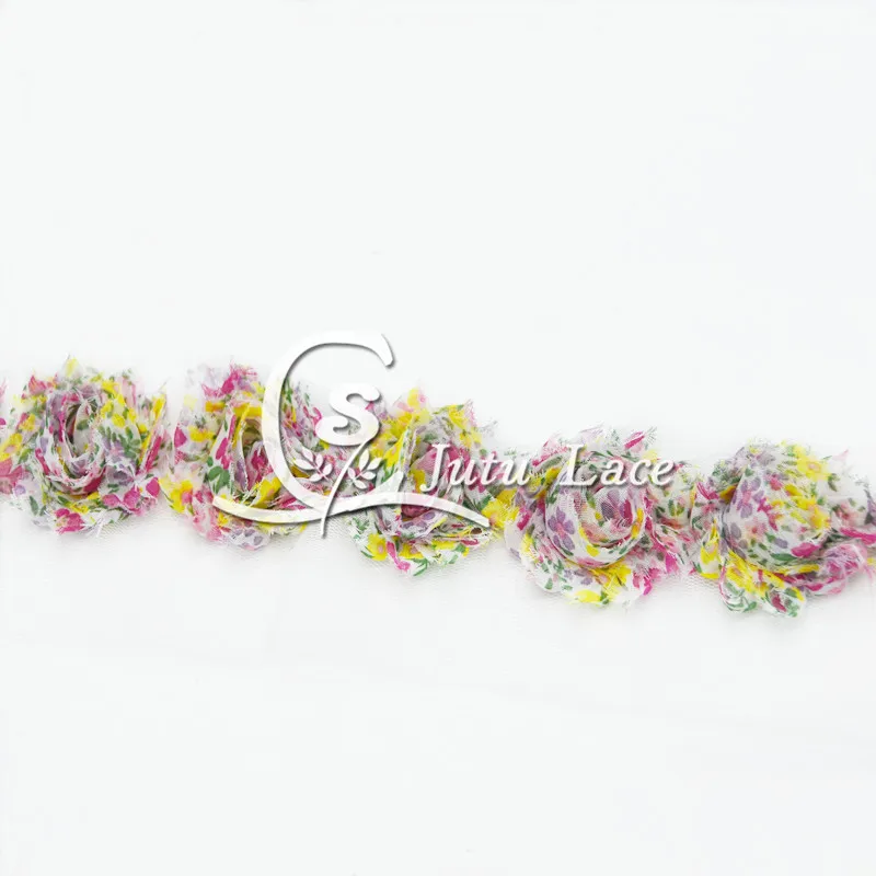 500 pcs/lot 1.5'' print mini Shabby Rose trim Flower rose Trim Wholesale Fabric | Аксессуары для одежды