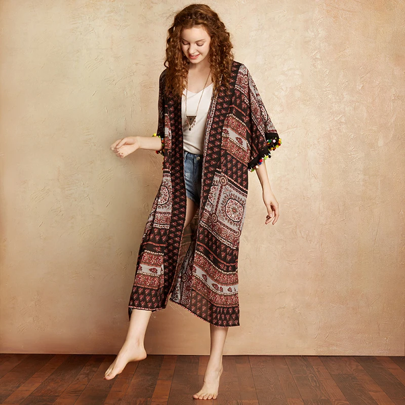 Artka 2018 Summer New Collections Pattern Print Vintage Long Chiffon Sun-block Cardigan WA10079X |