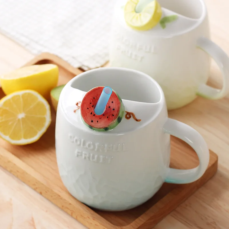 Милая индивидуальная керамическая чашка с фруктами креативная кружка для детей