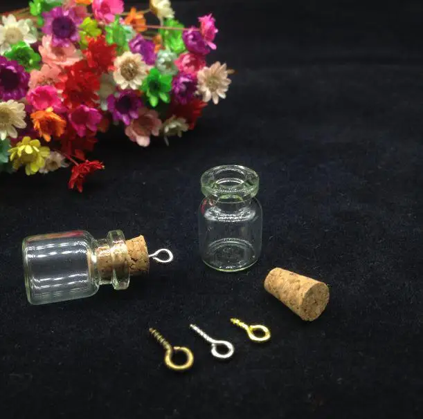 10sets/lot Transparent box glass bottle with cork stopper wishing bottle vial apothecary diy pendant perfume jewelry findings